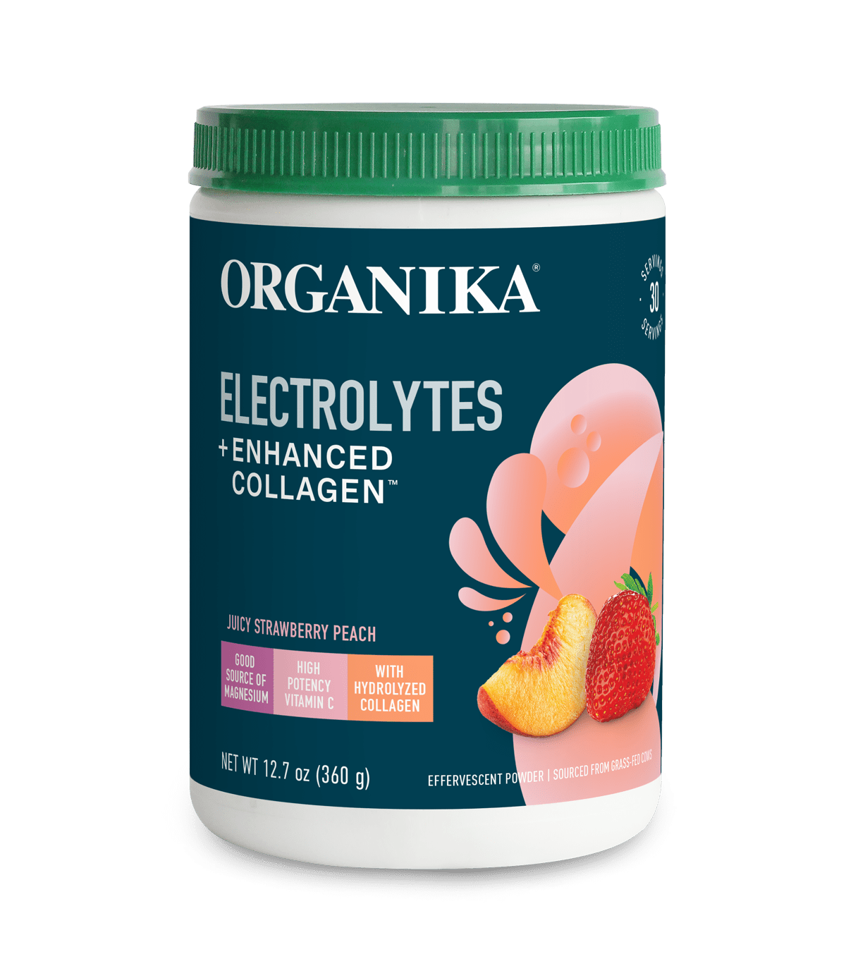 Electrolytes + Enhanced Collagen - Juicy Strawberry Peach - Organika USA