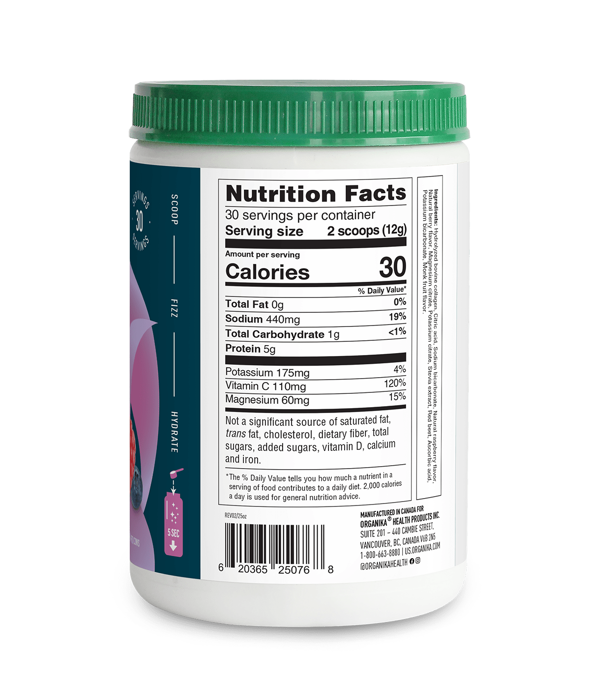 Electrolytes + Enhanced Collagen - Wild Berry - Organika USA