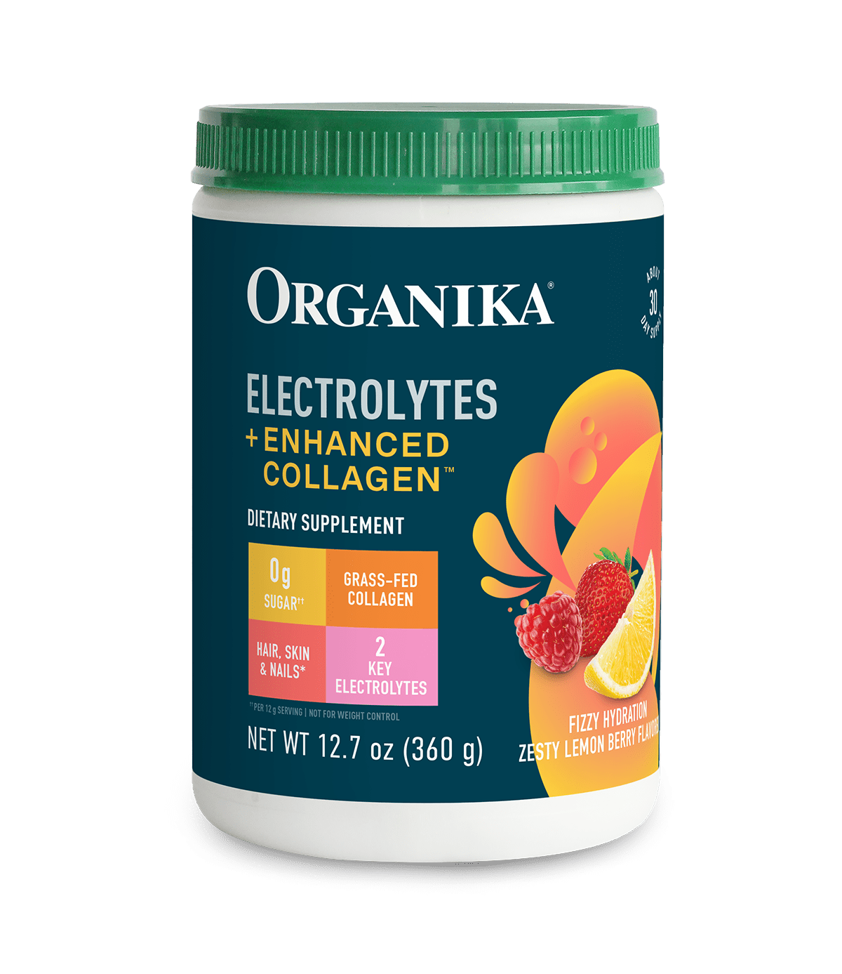 Electrolytes + Enhanced Collagen - Zesty Lemon Berry - Organika USA