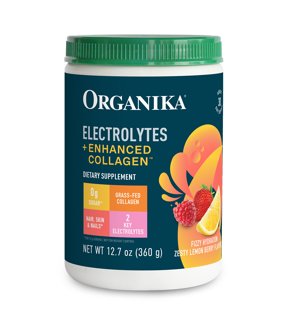 Electrolytes + Enhanced Collagen - Zesty Lemon Berry - Organika USA