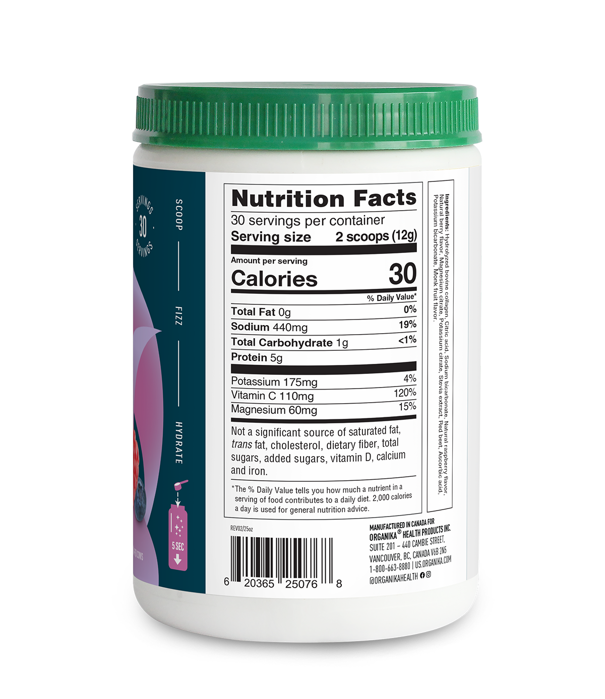 Electrolytes + Enhanced Collagen - Wild Berry - Organika USA