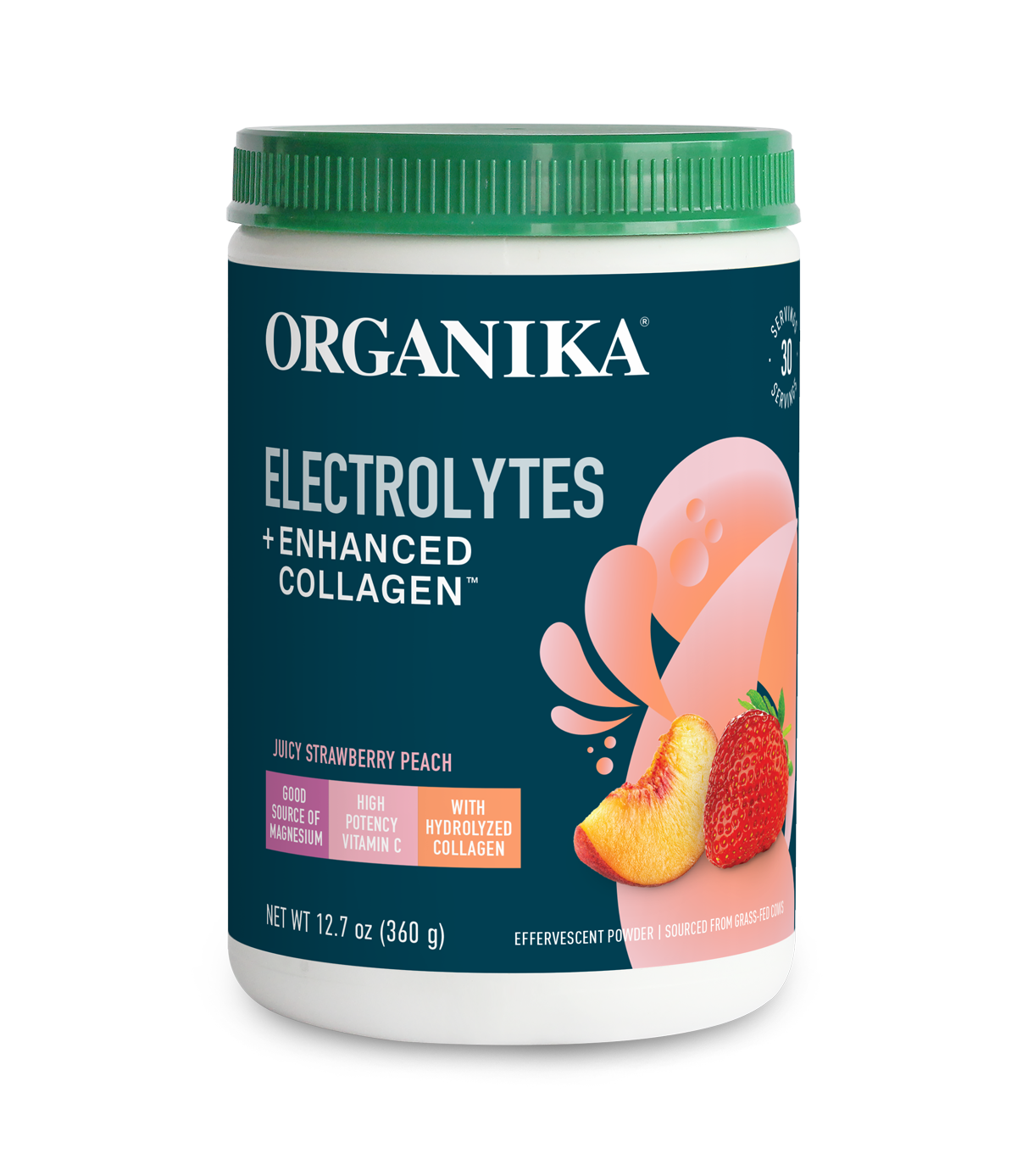 Electrolytes + Enhanced Collagen - Juicy Strawberry Peach - Organika USA