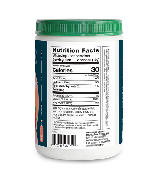 Electrolytes + Enhanced Collagen - Juicy Strawberry Peach - Organika USA